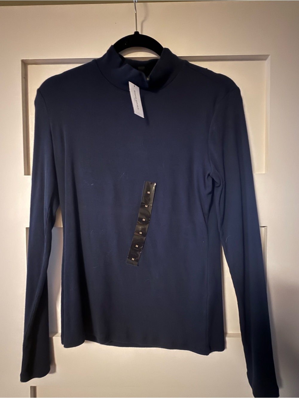 Banana Republic Navy Mock Neck Long-Sleeve Top